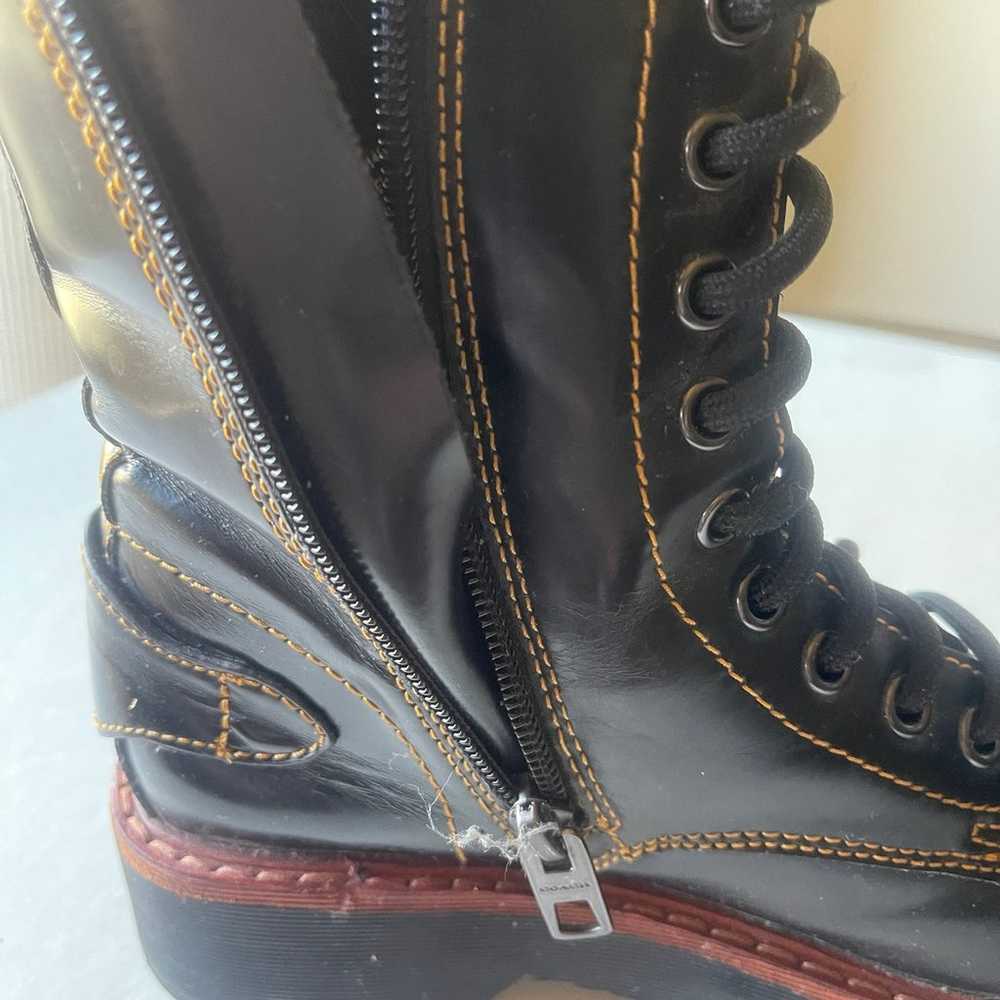 COACH Women's Black Moto Hiker Leather Boots Sz 5… - image 9