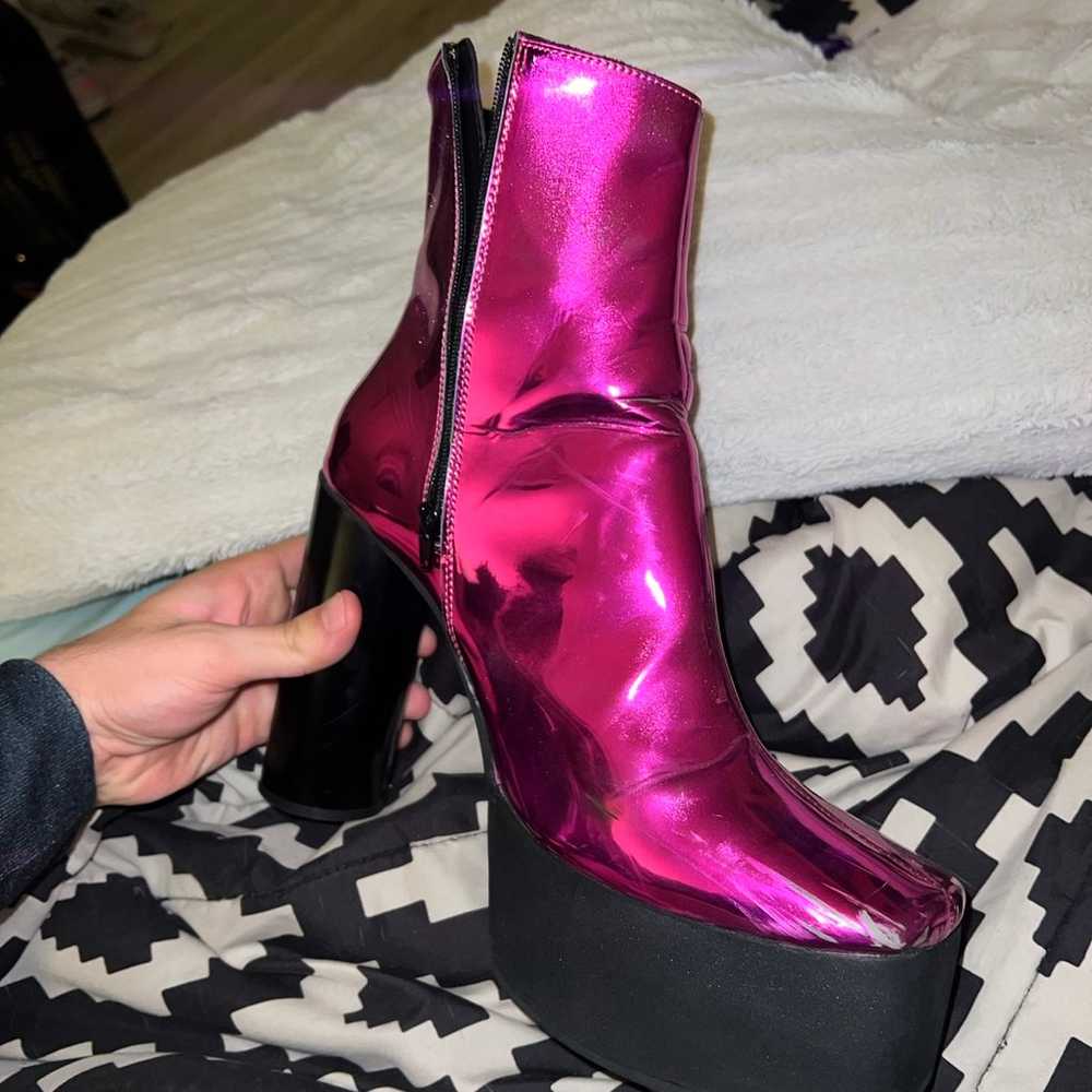 Heeled boots in pink - image 2