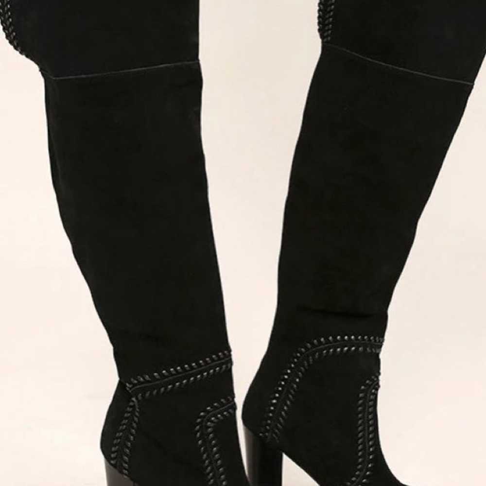 NWOB Report Liola Black Suede Leather Woven Boho … - image 3