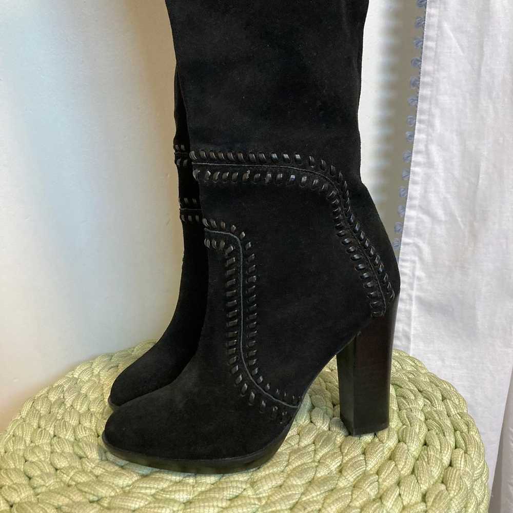 NWOB Report Liola Black Suede Leather Woven Boho … - image 8