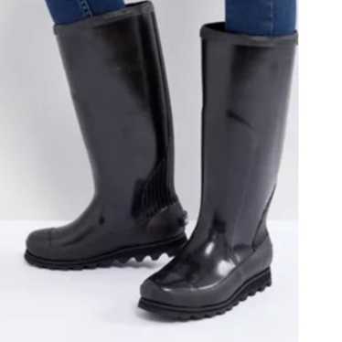 Sorel Joan Rain Wedge Tall Black Boots Size 6.5 - image 1