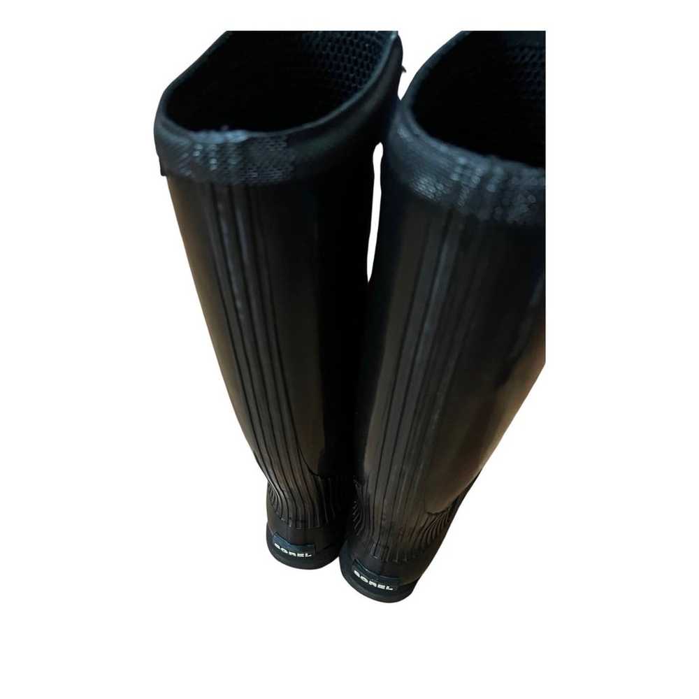 Sorel Joan Rain Wedge Tall Black Boots Size 6.5 - image 6