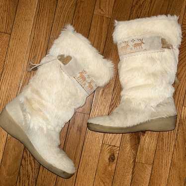 Vintage goat hair, technical cream, boots with em… - image 1