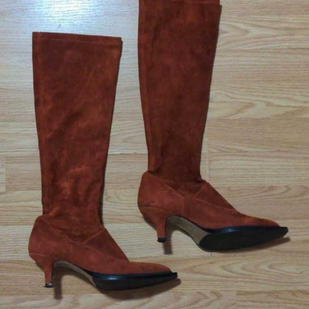 Marina Rinaldi Red Suede Knee High Boots 38 US - image 2