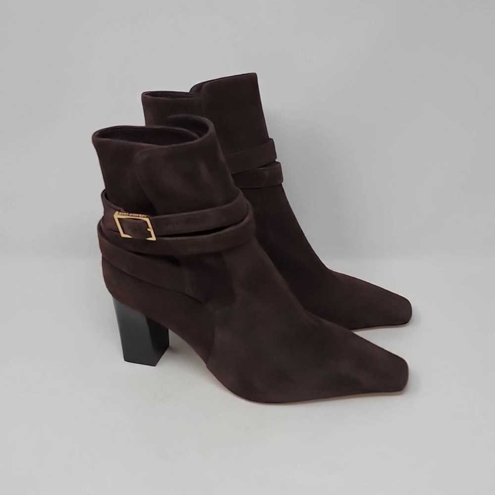 Good American Bombshell Ankle Strap Suede Booties… - image 3