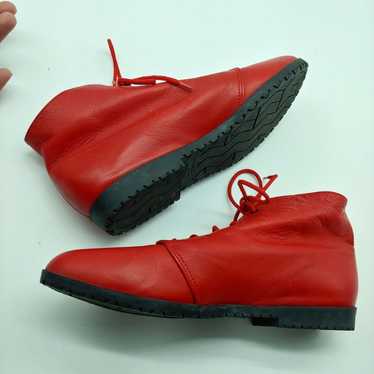 Danexx red leather vintage lace up ankle boots sho