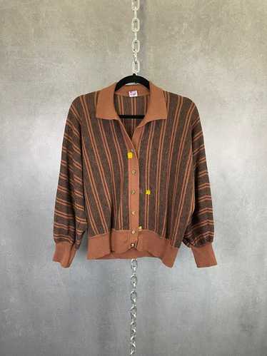 Vintage Vintage 1960s Brown Striped Collared Distr