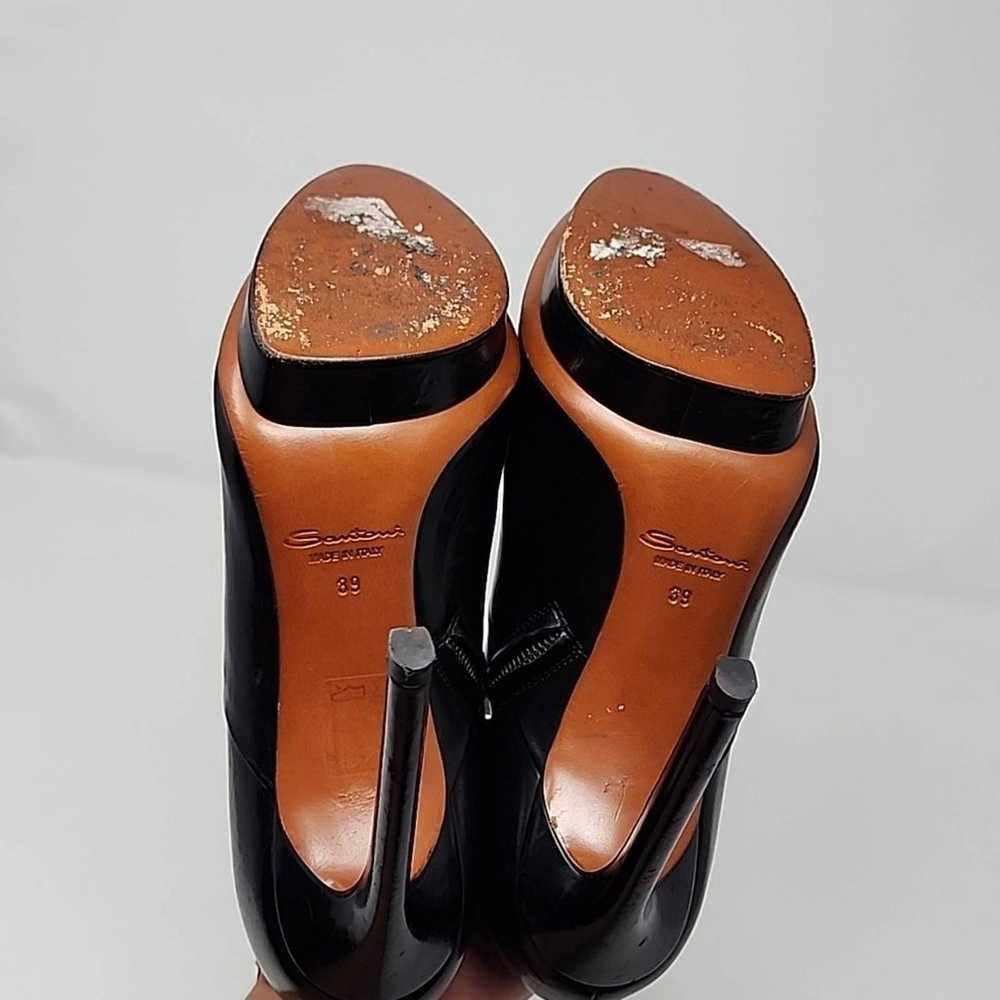 Santoni Rose Collection Black Leather Zip Size An… - image 5