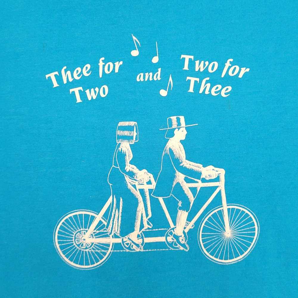 Hanes Vintage 80s Autumn Tandem Bicycle Art Shirt… - image 3