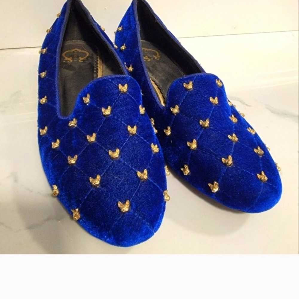 Royal blue velvet frenchie shoes - Gem