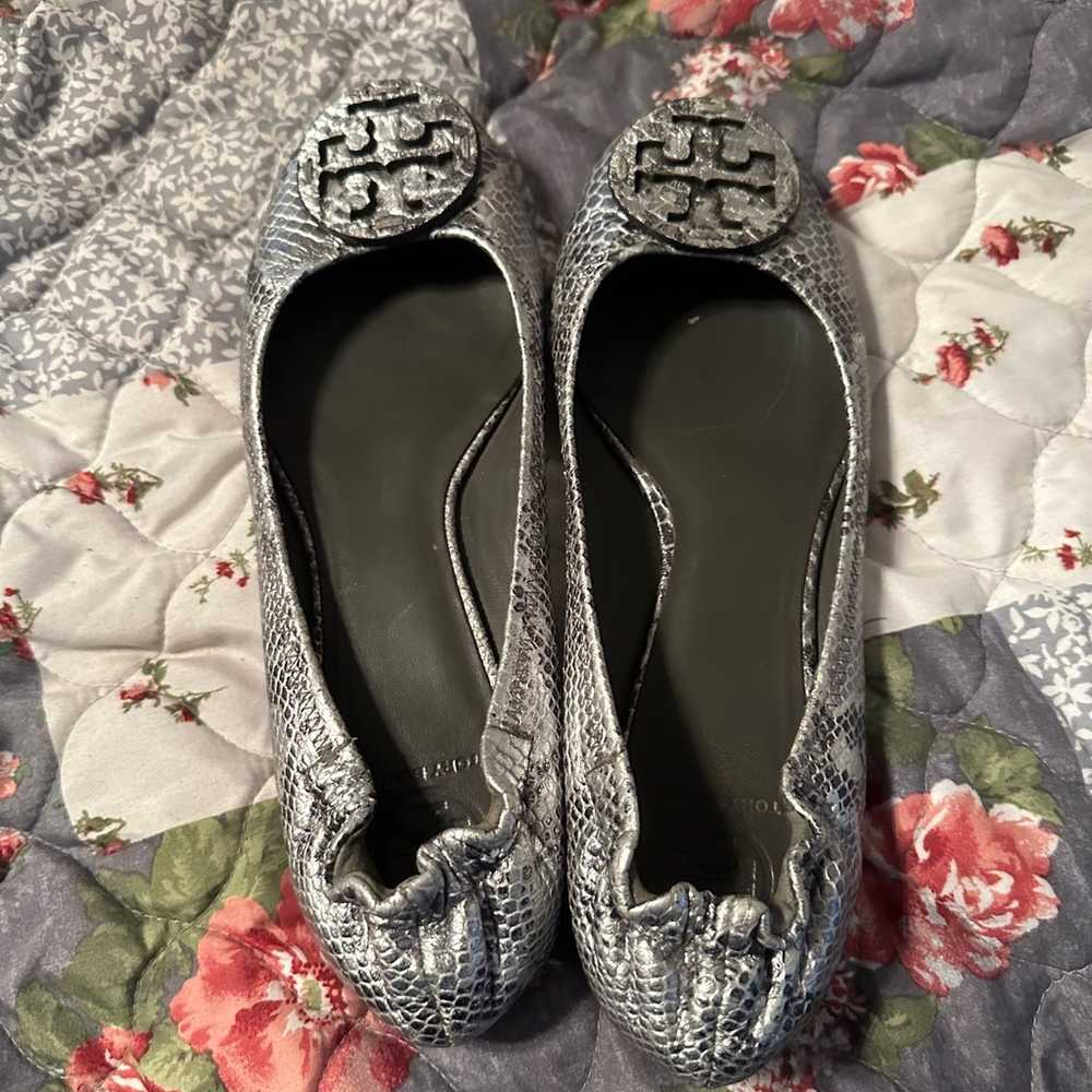 Tory Burch size 10 silver flats - image 3
