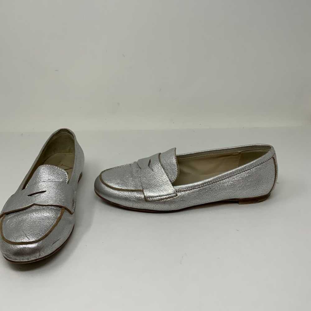 AGL Penny Loafer Flat Slip On Silver Metallic Lea… - image 2