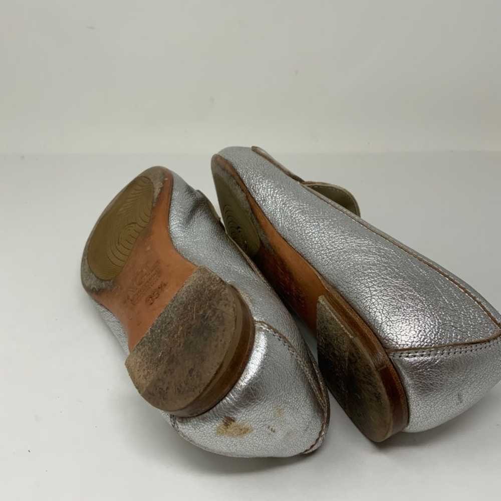 AGL Penny Loafer Flat Slip On Silver Metallic Lea… - image 6