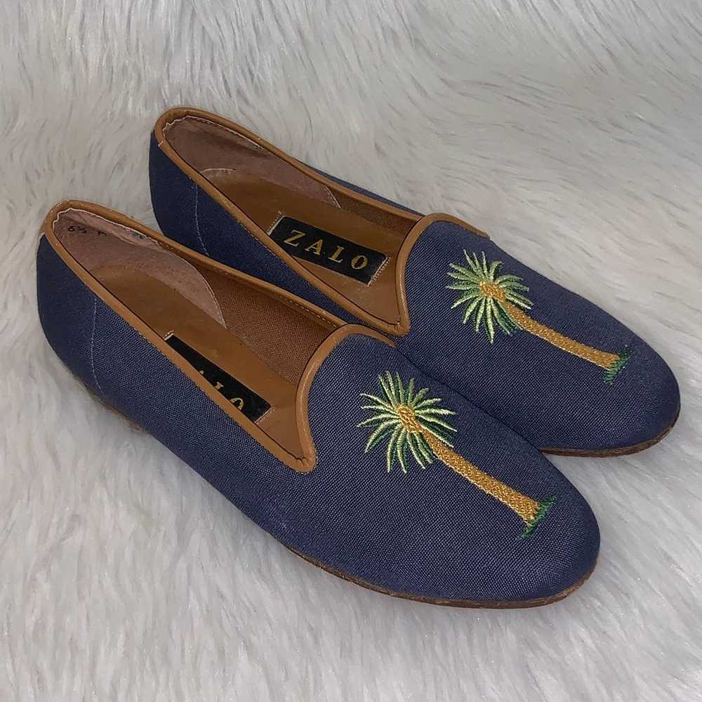 ZALO Palm Tree Embroidered Flats Slip On Loafers … - image 1