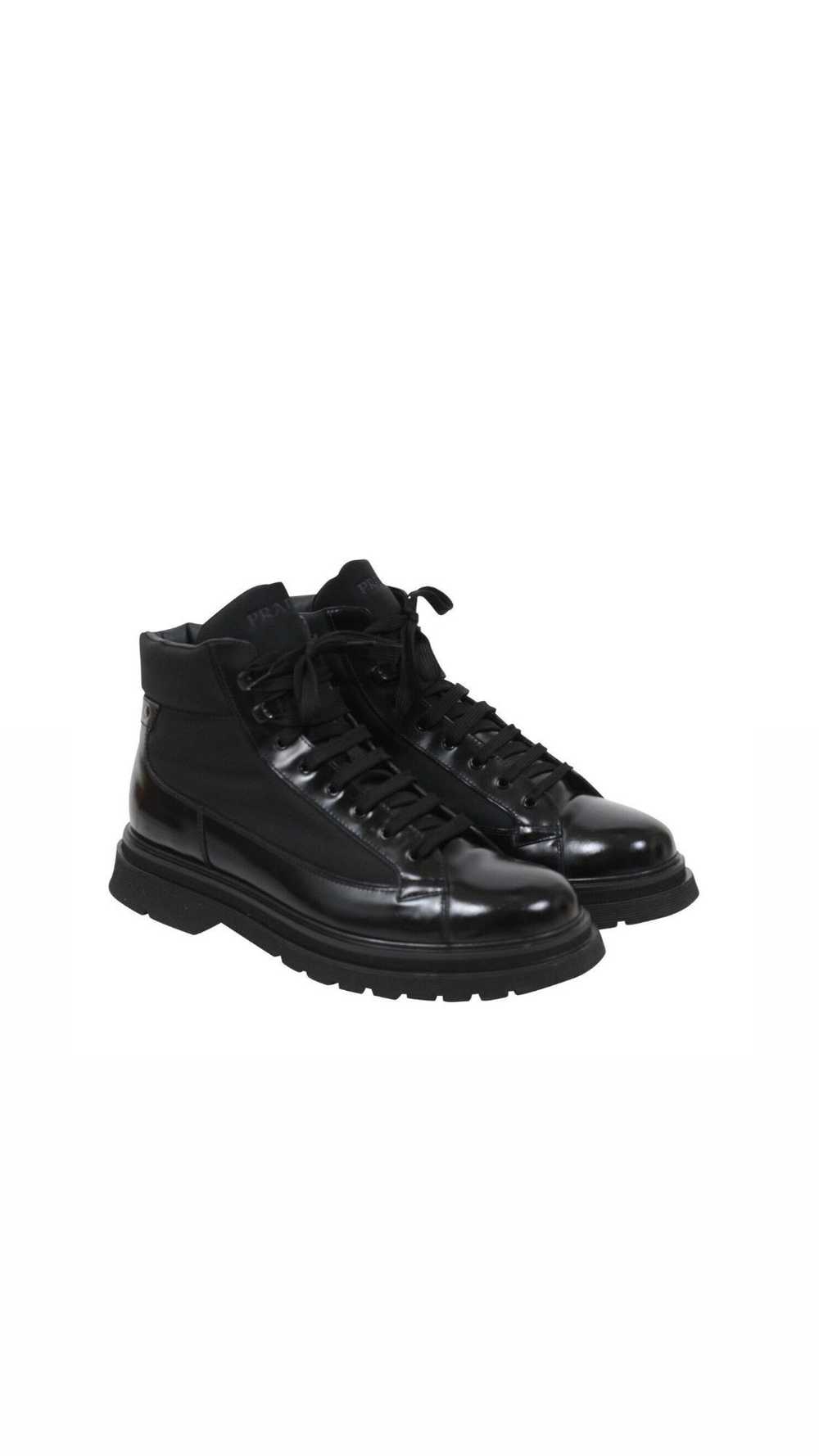 Prada Combat Boots Black Leather - 02056 - image 1