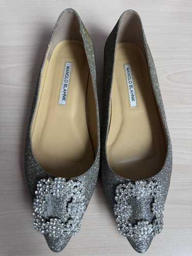 Manolo Blahnik Hangisi Glitter Embellished Buckle 