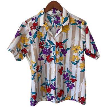 Vintage Vintage button up floral shirt size 14. - image 1