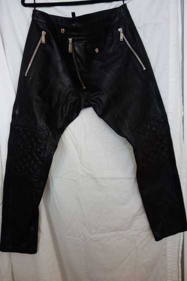 Dsquared2 Black Leather Moto pants
