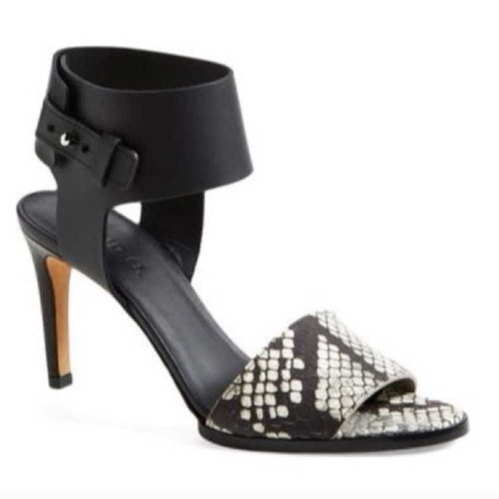 Vince Antonia Snake Embossed Black Leather Sandal - image 1