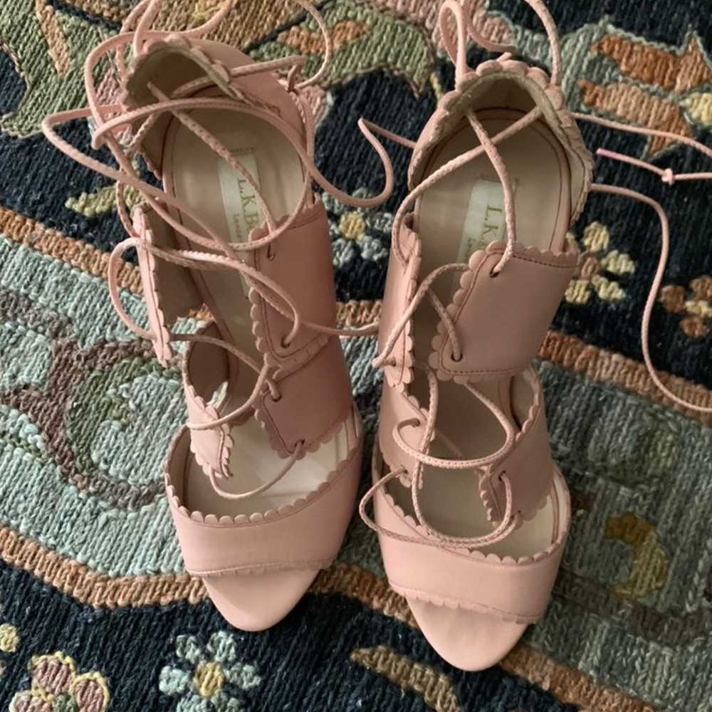 L.K. Bennett Jerry Pink Leather Sandal Heels Sz 37 - image 8