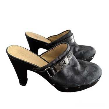 Coach Ivy Black Wooden Clogs Size 8.5
