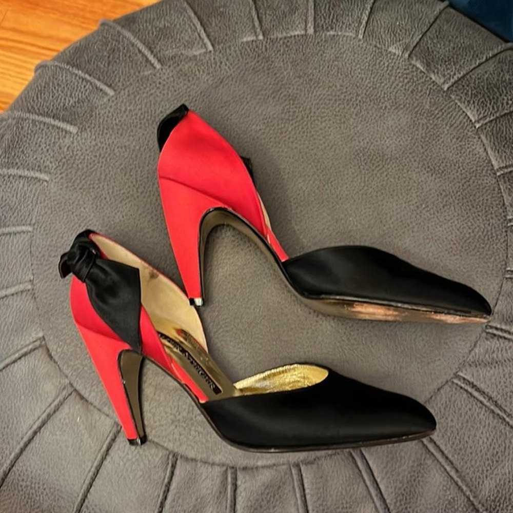 Vintage 80’s Walter Steiger Black and Red Satin D… - image 2