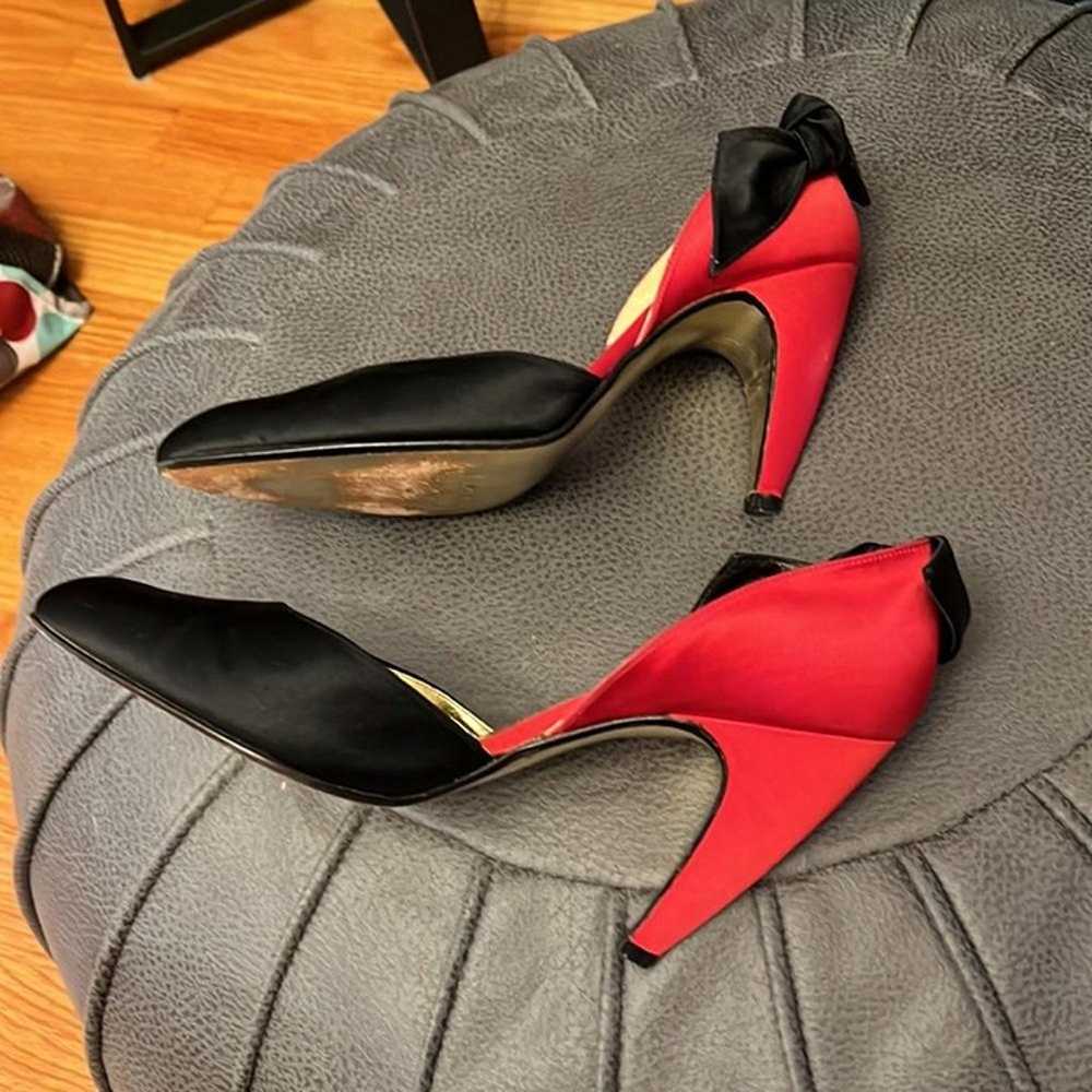 Vintage 80’s Walter Steiger Black and Red Satin D… - image 3