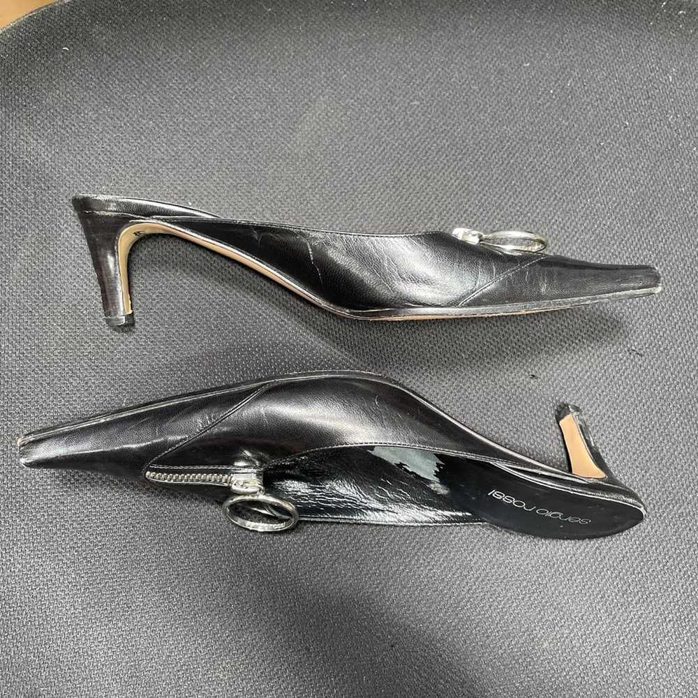 Sergio Rossi Vintage Black Leather Mules Heels Ma… - image 12