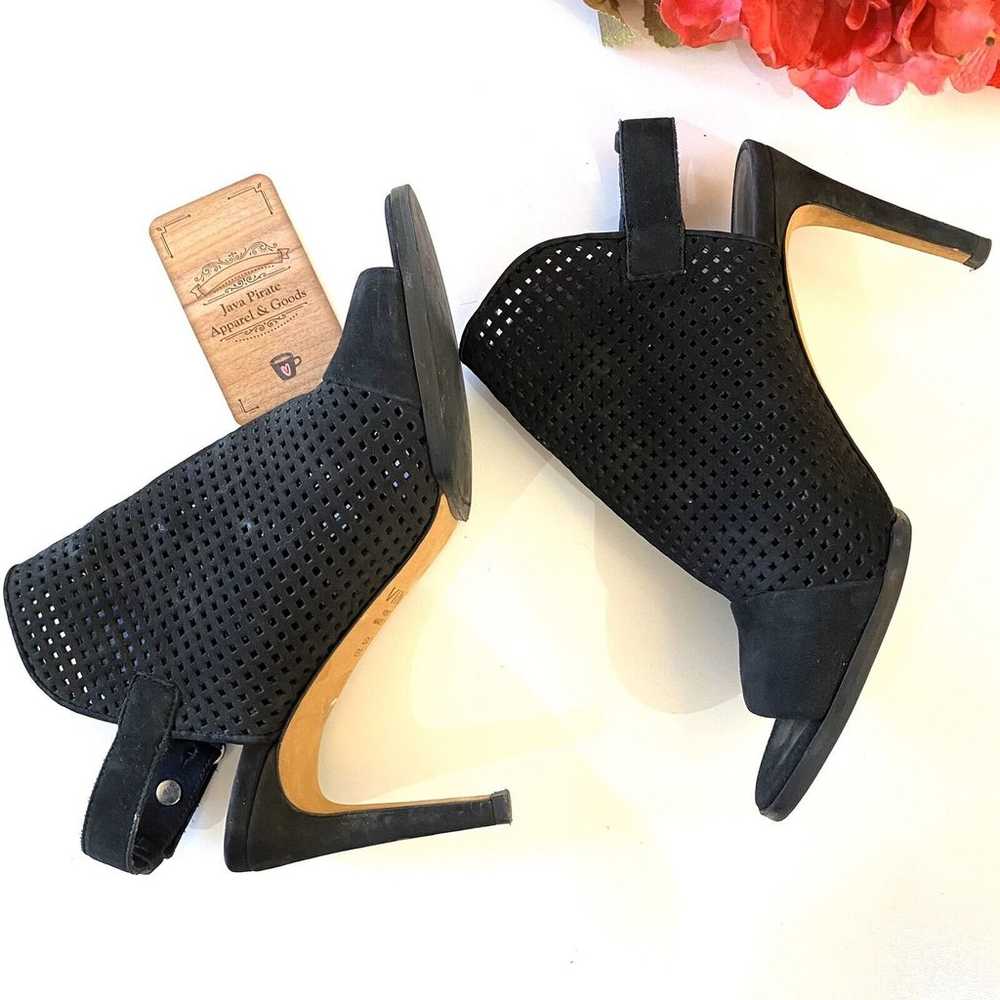 Vince Aden Perforated Peep Toe Leather Booties Bl… - image 2