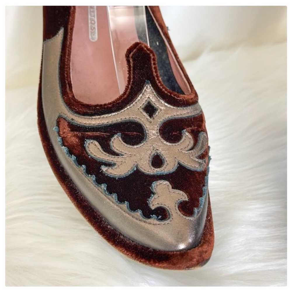 Beautiful Velvet Mules Pointed Toe Kitten Heels - image 3