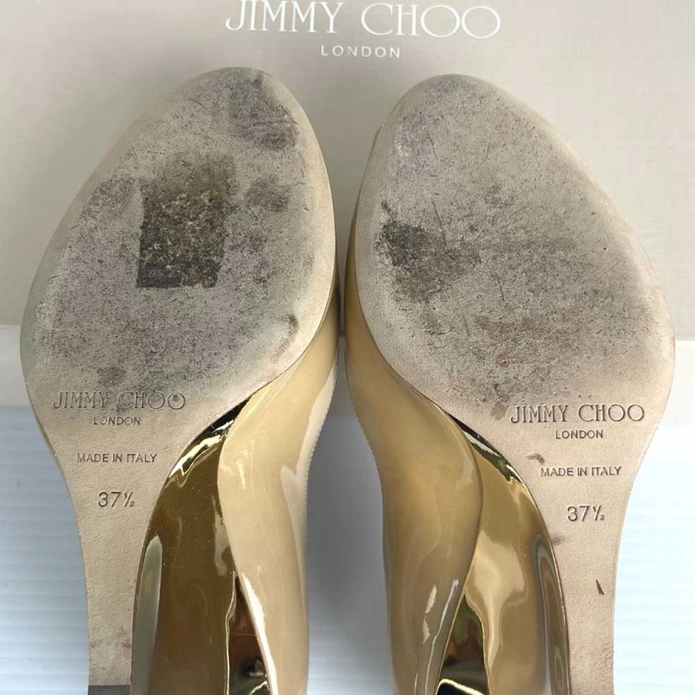 Jimmy Choo Baxen GOLD Heel Nude Wedge Peep Toe Pl… - image 11
