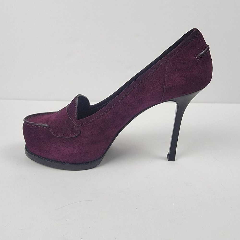 YSL Purple Suede Tribtoo Loafer Stiletto Platform… - image 9