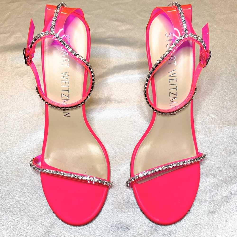 Stuart Weitzman Nudistglam 100 Sandal in Neon Pink - image 1