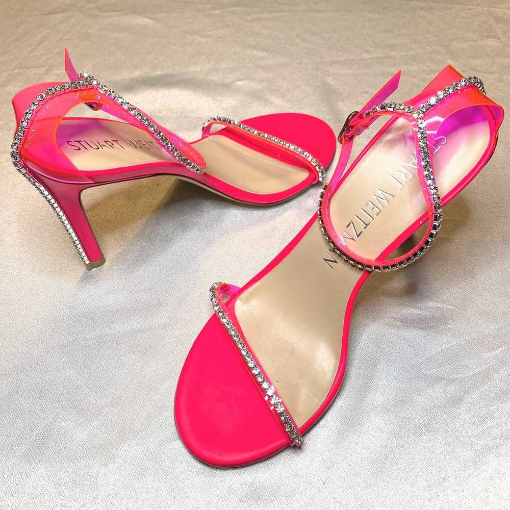 Stuart Weitzman Nudistglam 100 Sandal in Neon Pink - image 3