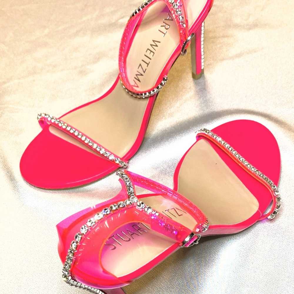 Stuart Weitzman Nudistglam 100 Sandal in Neon Pink - image 4