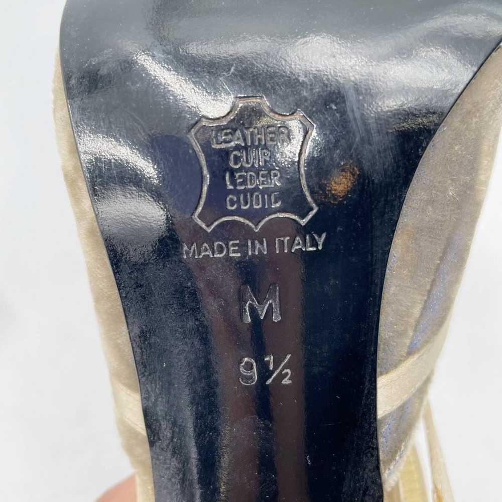 Fendi Slingback Pumps Gray Gold Heels Velvet Stra… - image 10