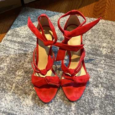 Alexandre Birman Lolita Red Suede Bow Heels Sandal