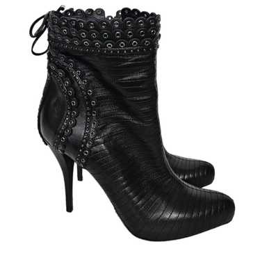 Dior Muse Corset Lace Up Studded Ankle Boots Noir 