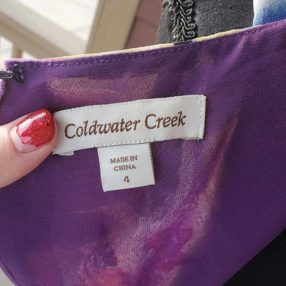 Coldwater Creek Size 4 Dress Watercolor Midi Flor… - image 2