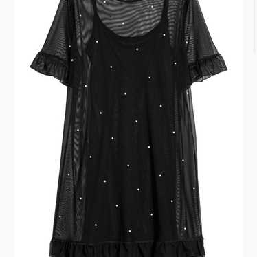 Mesh dress with pearl beads