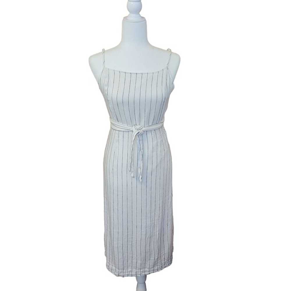 Avec Les Filles Linen Blend Stripe Midi Dress Siz… - image 1