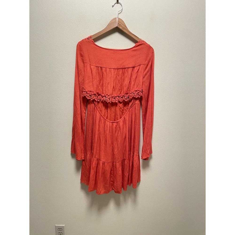 Free People Womens Dress Medium Coral Tiered Open… - image 4