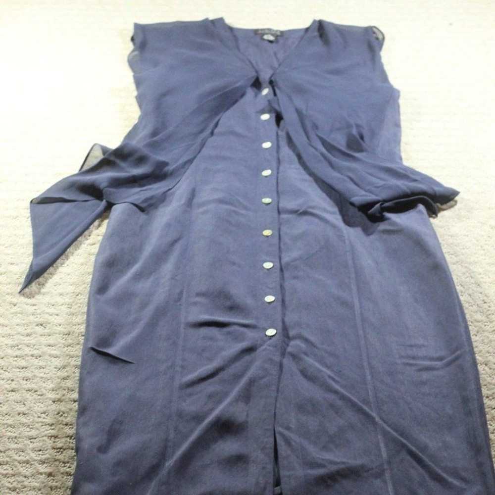 Limited Silk Linen Navy Blue Dress - image 1