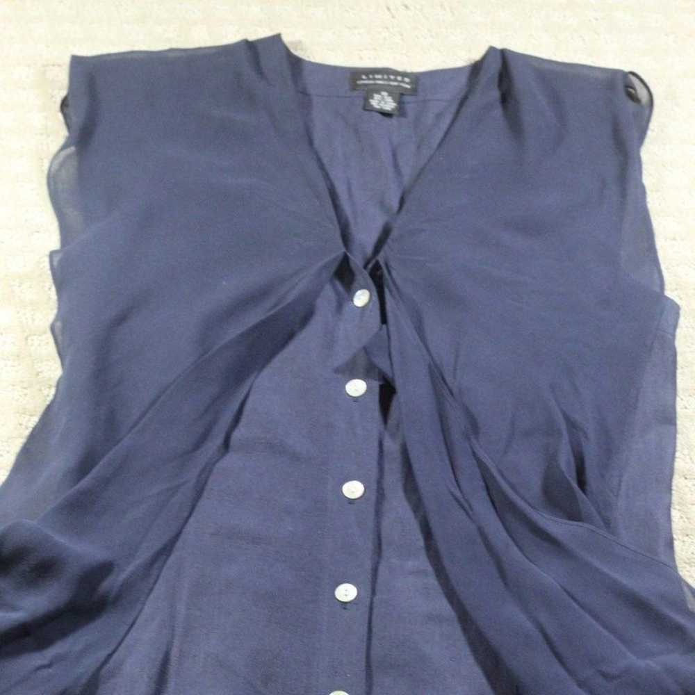 Limited Silk Linen Navy Blue Dress - image 3