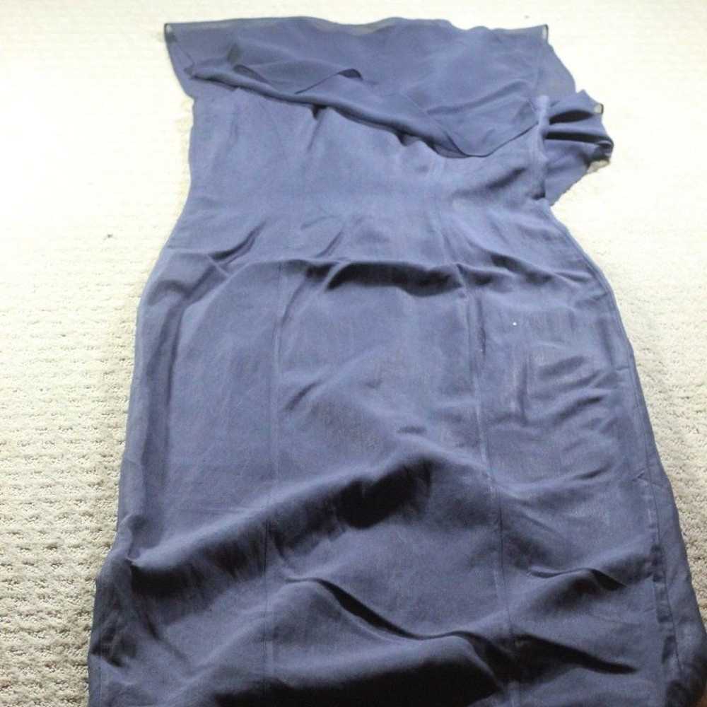 Limited Silk Linen Navy Blue Dress - image 4