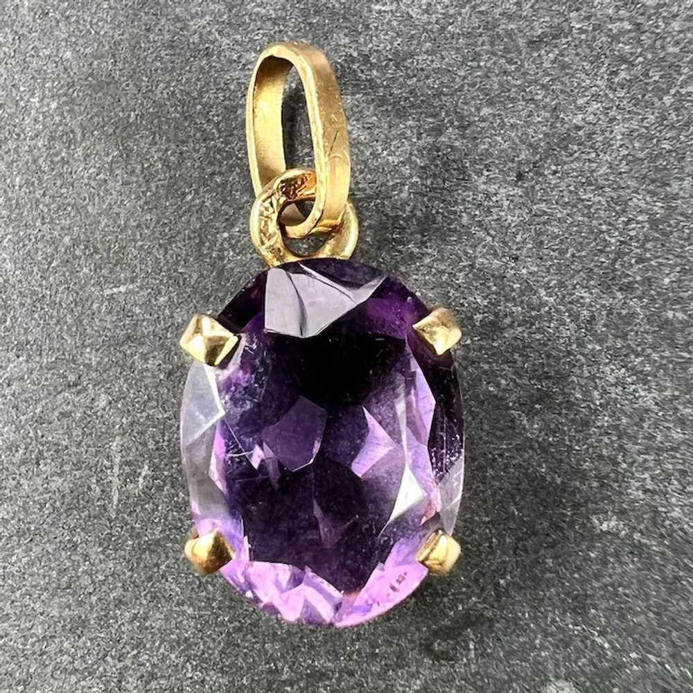 Vintage French 18K Yellow Gold Purple Amethyst Ov… - image 2