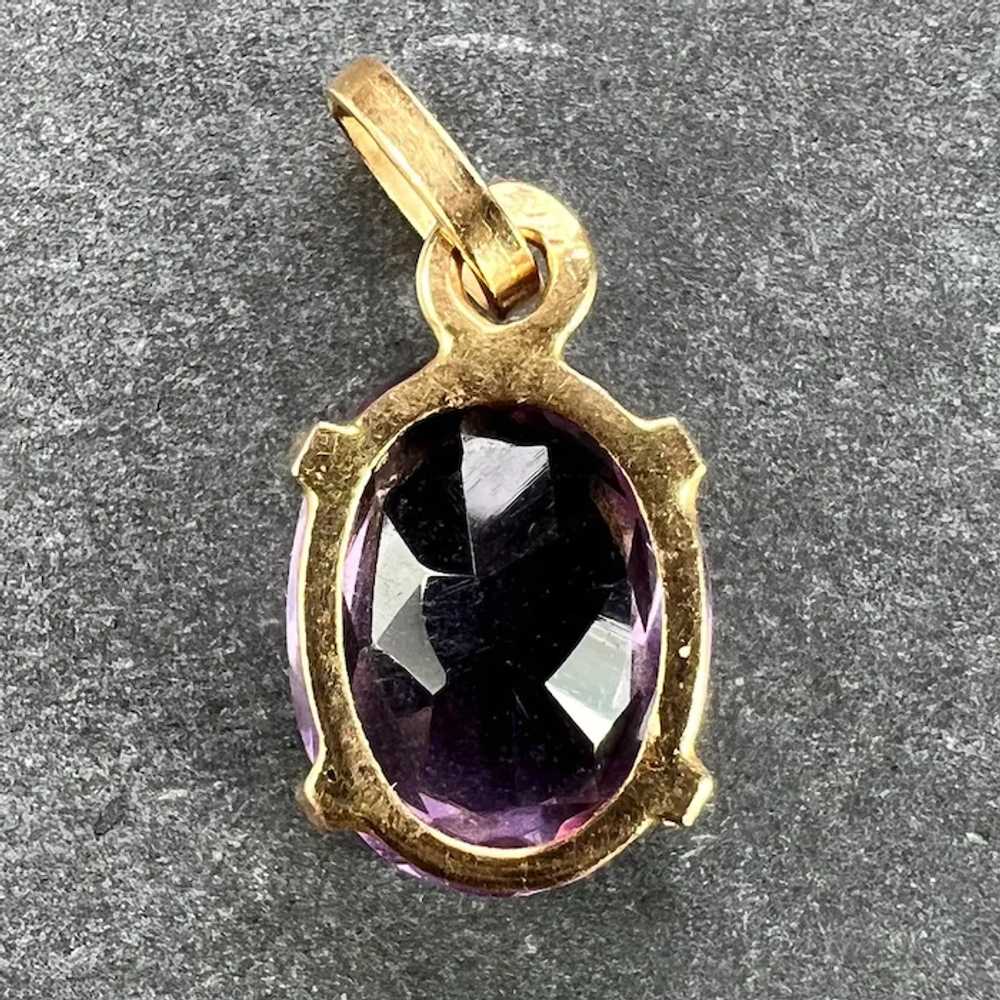 Vintage French 18K Yellow Gold Purple Amethyst Ov… - image 3