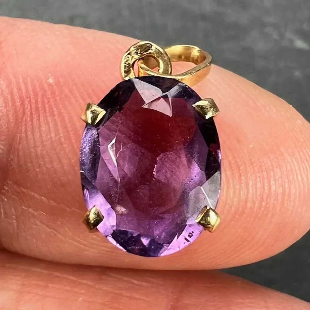 Vintage French 18K Yellow Gold Purple Amethyst Ov… - image 5