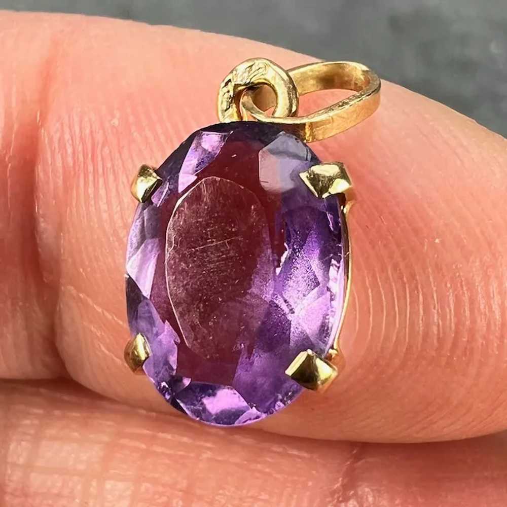 Vintage French 18K Yellow Gold Purple Amethyst Ov… - image 6