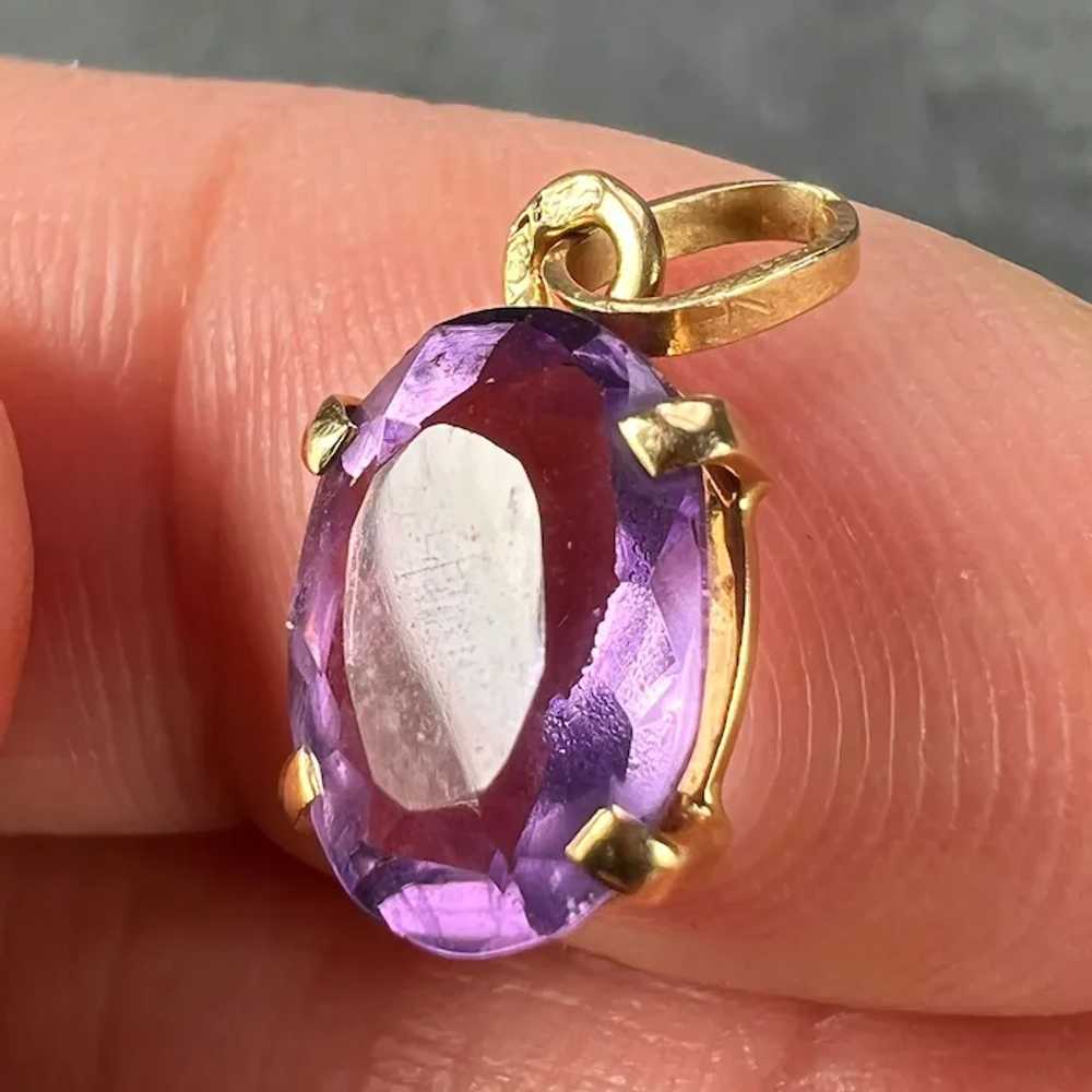 Vintage French 18K Yellow Gold Purple Amethyst Ov… - image 7